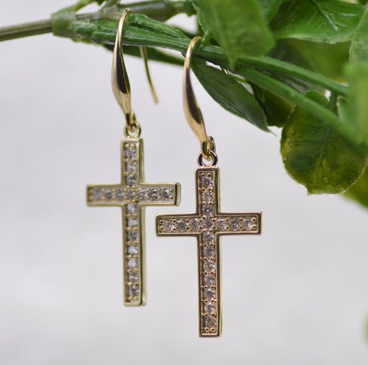 Earrings-Eden Merry-French Hook-Gold Cross