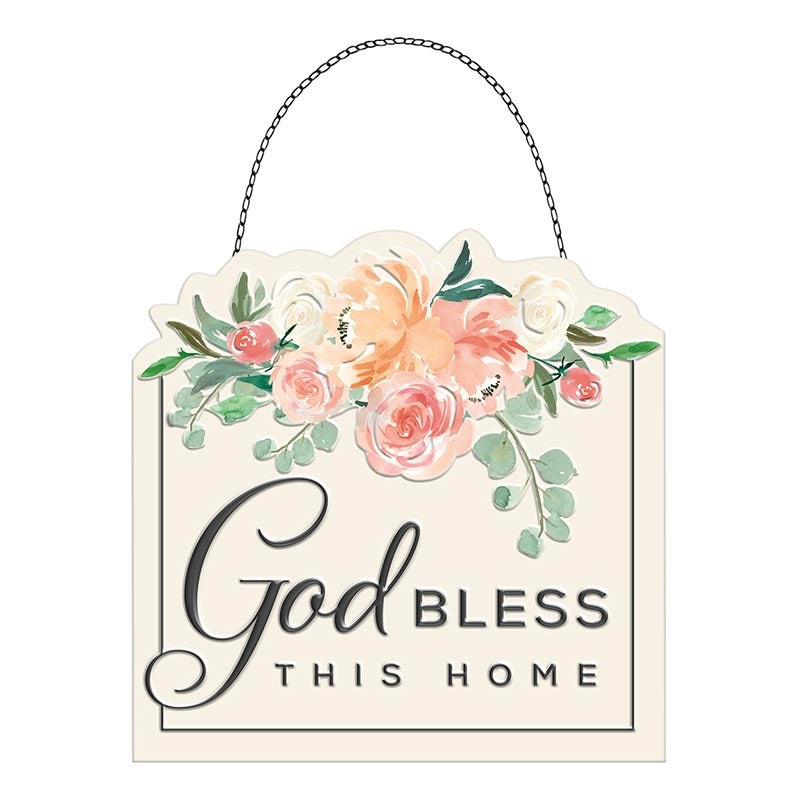 Wall Plaque-Tin-God Bless This Home (5" x 5")