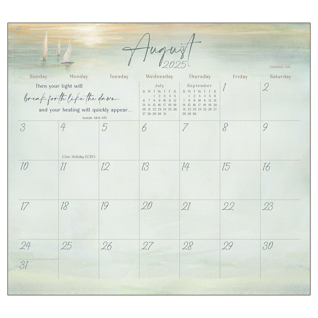 2025 Magnetic Calendar Pad-Light Gently Falling (9.375" x 8.375")