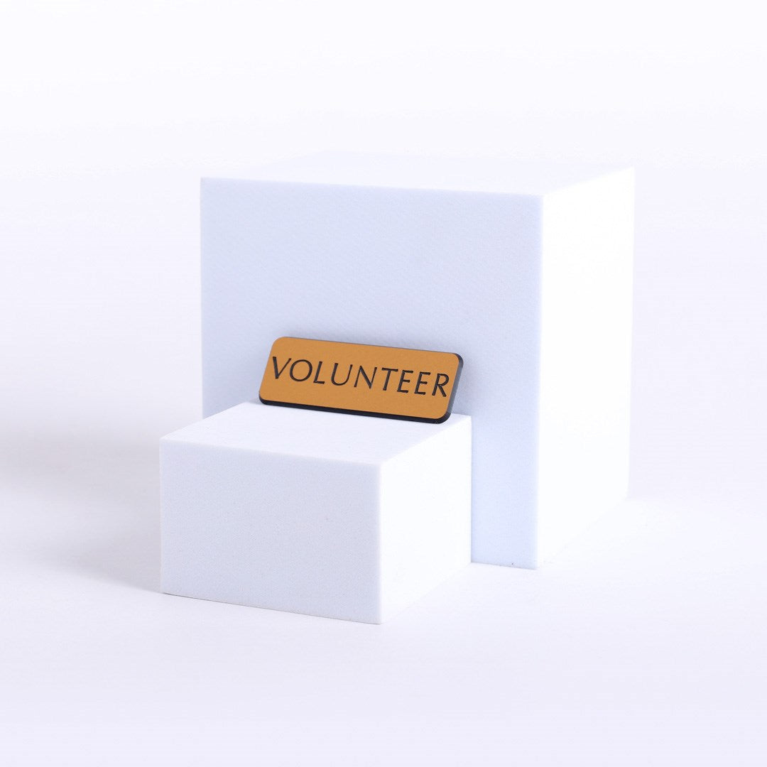Badge-Contemporary-Volunteer-Gold/Black-Magnetic Back