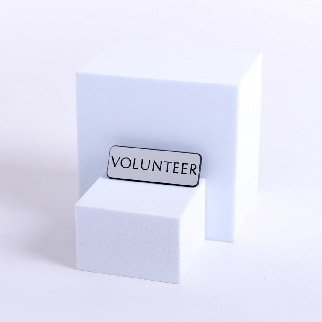 Badge-Contemporary-Volunteer-Silver/Black-Pin Back