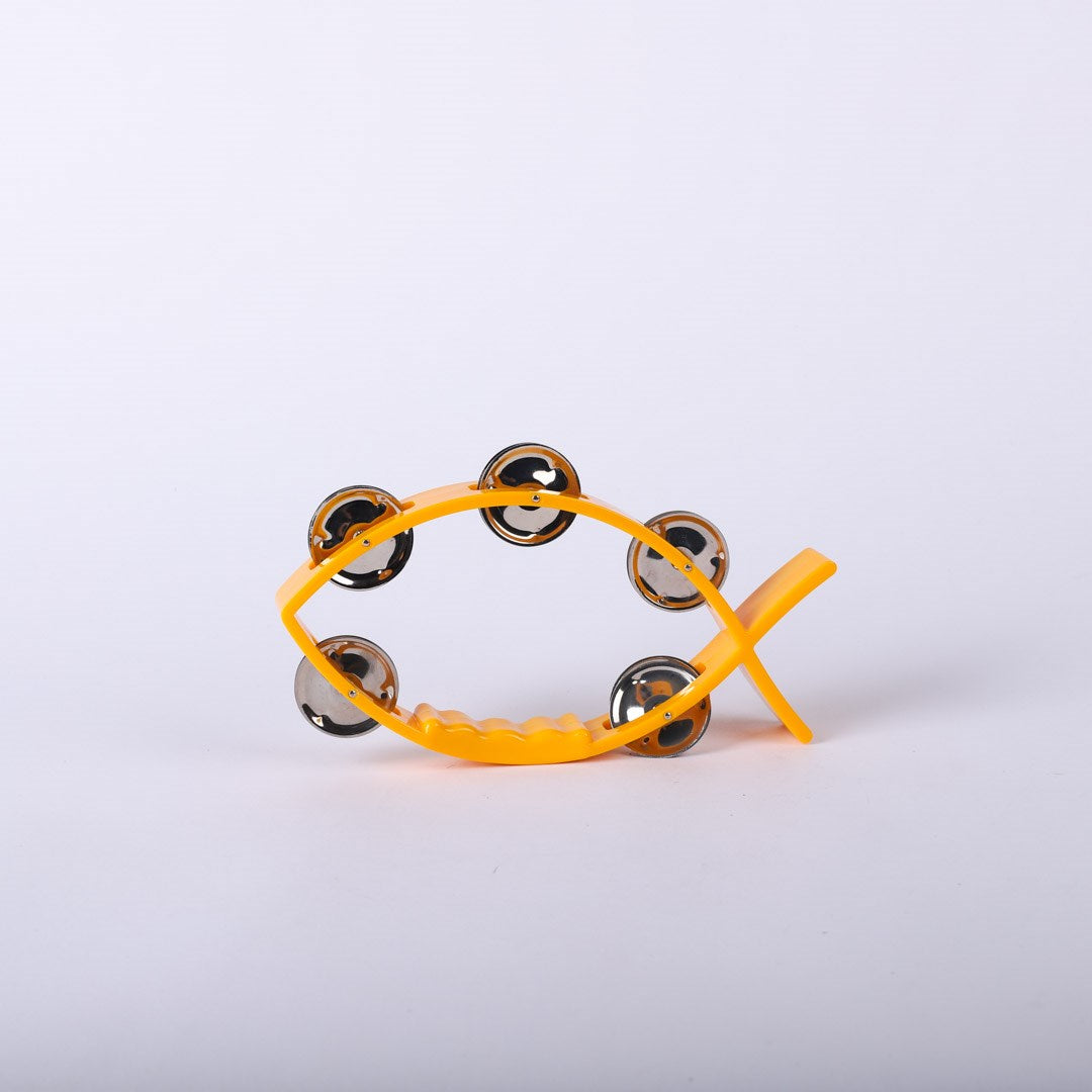 Instrument-Tambourine-Little Fish Shape-Yellow (8" x 4 1/2")