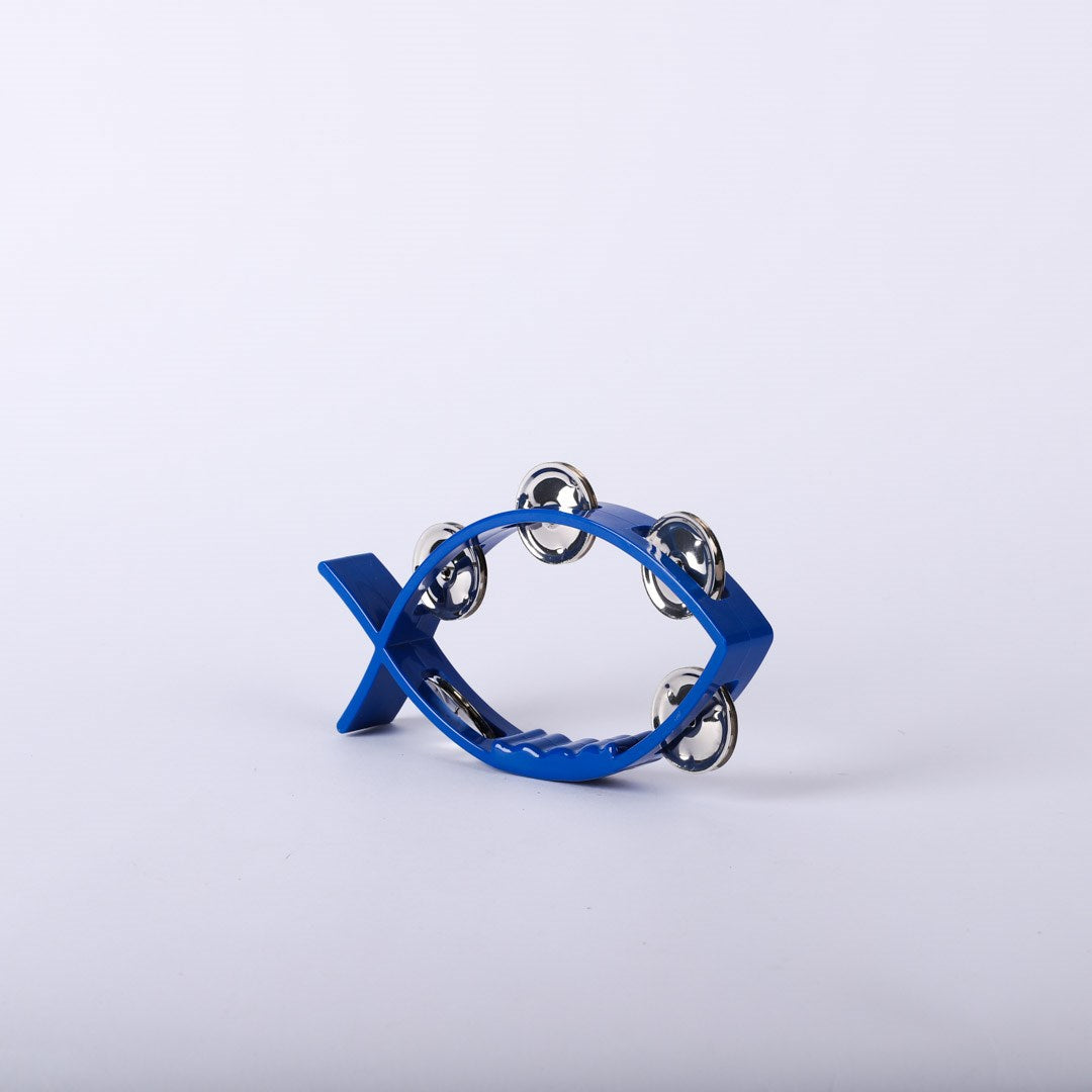 Instrument-Tambourine-Little Fish Shape-Blue (8" x 4 1/2")