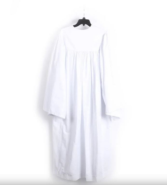 Baptismal Gown-Polyester-Box Pleats-White-X Small (23" x 50")