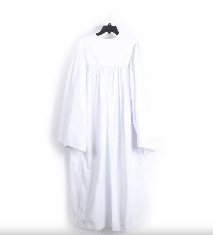 Baptismal Gown-Polycotton-Box Pleats-White-X Small (23" x 50")