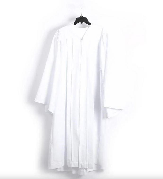 Baptismal Gown-Polycotton-Box Pleats-White-Medium (27" x 54")