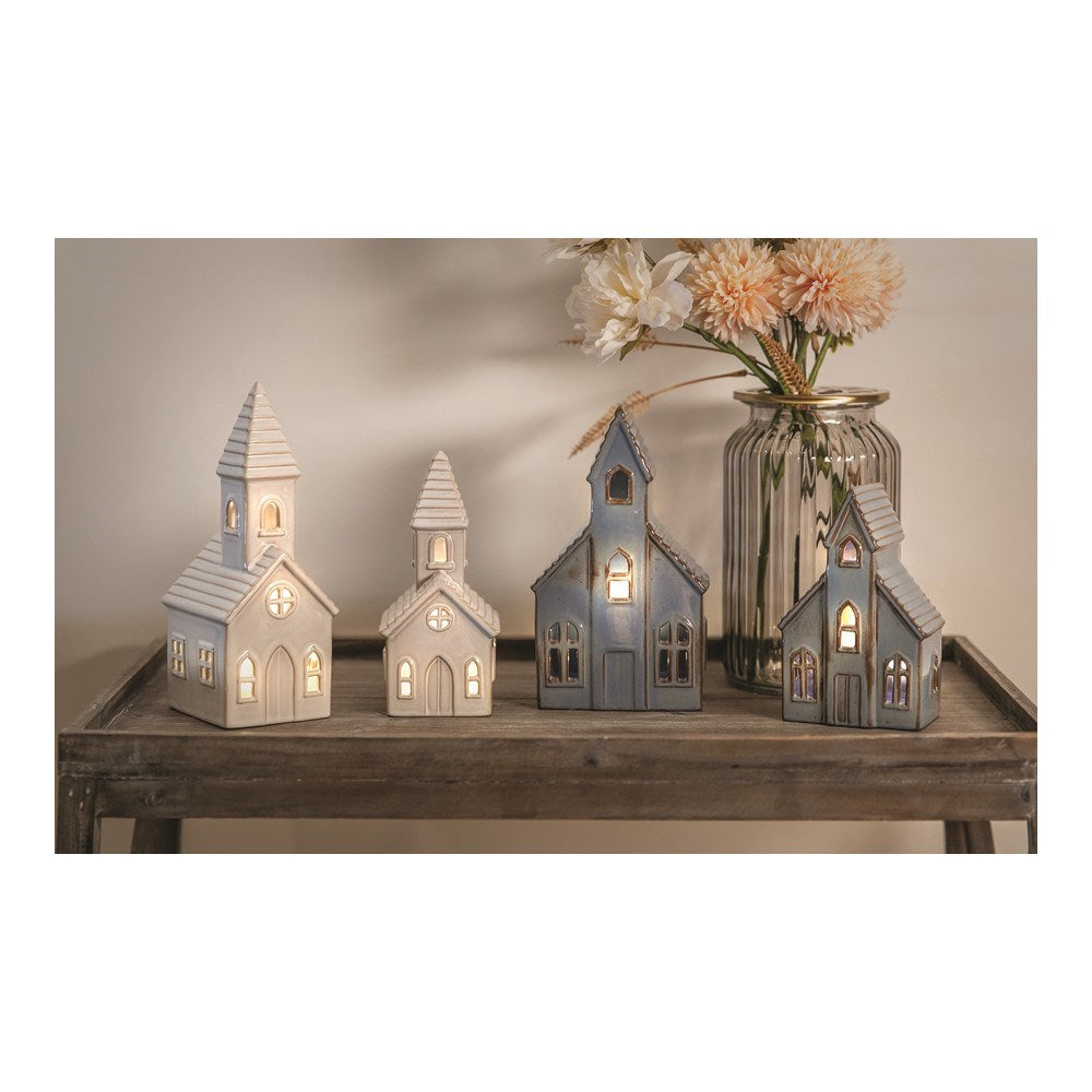 Home Decor-LED Church-Cream-Light Unto My Path (3.25" x 3" x 7.625") (Set Of 4)