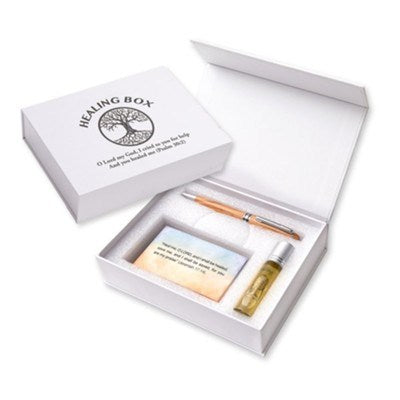 Gift Set-Prayers For Healing Box (Pen 31 Cards & Oil)-White Cardboard Box (#8243)