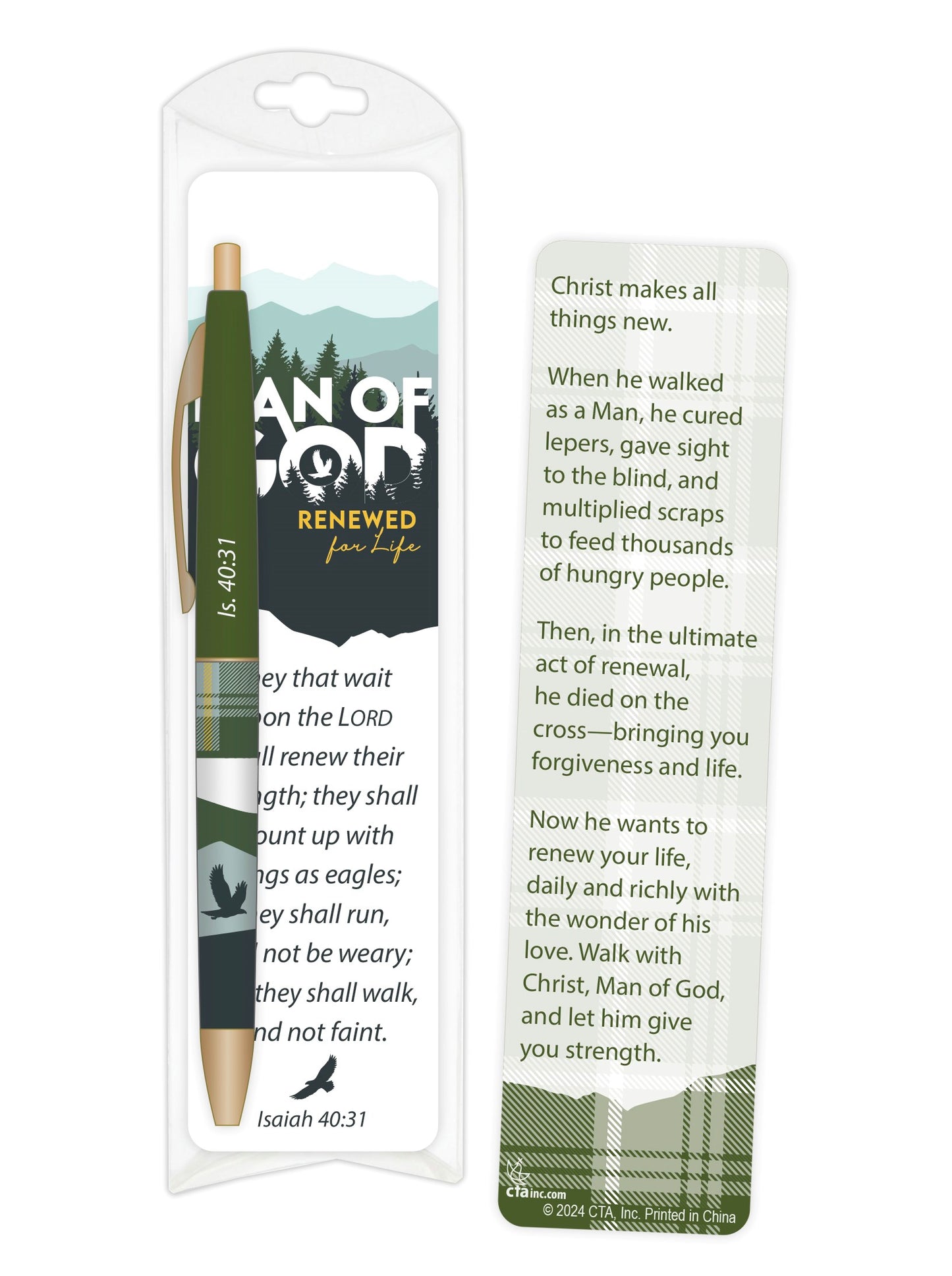 Pen & Bookmark Set-Man Of God: Renewed For Life