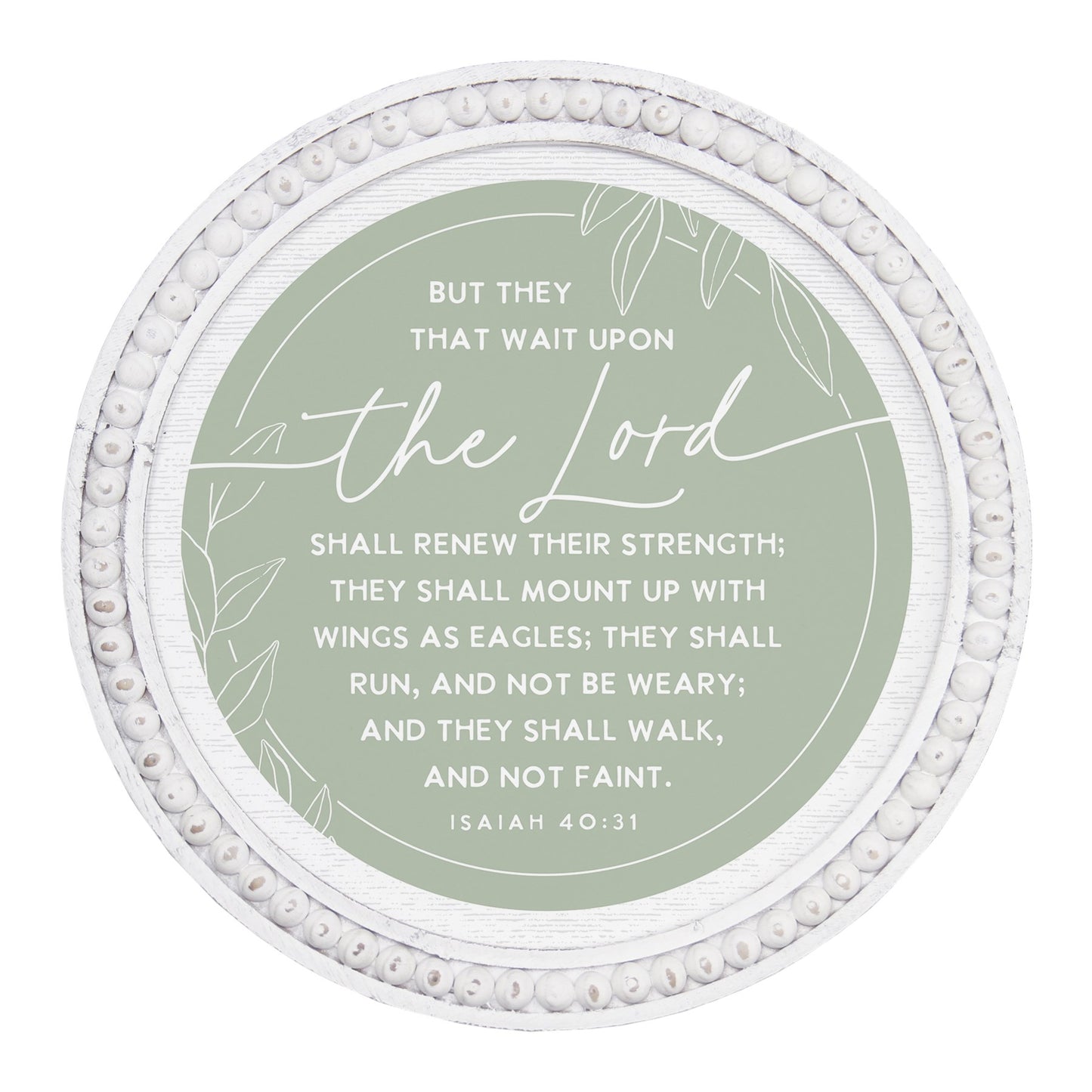 Beaded Art Round-Wait Upon The Lord Green (14" x 14")