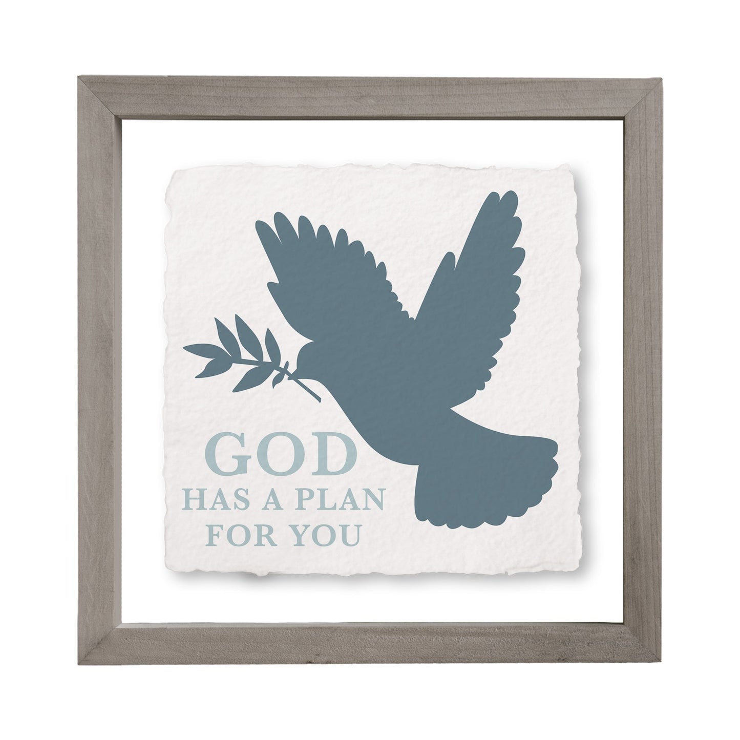 Floating Art Square-God Has Plan Dove (10" x 10")