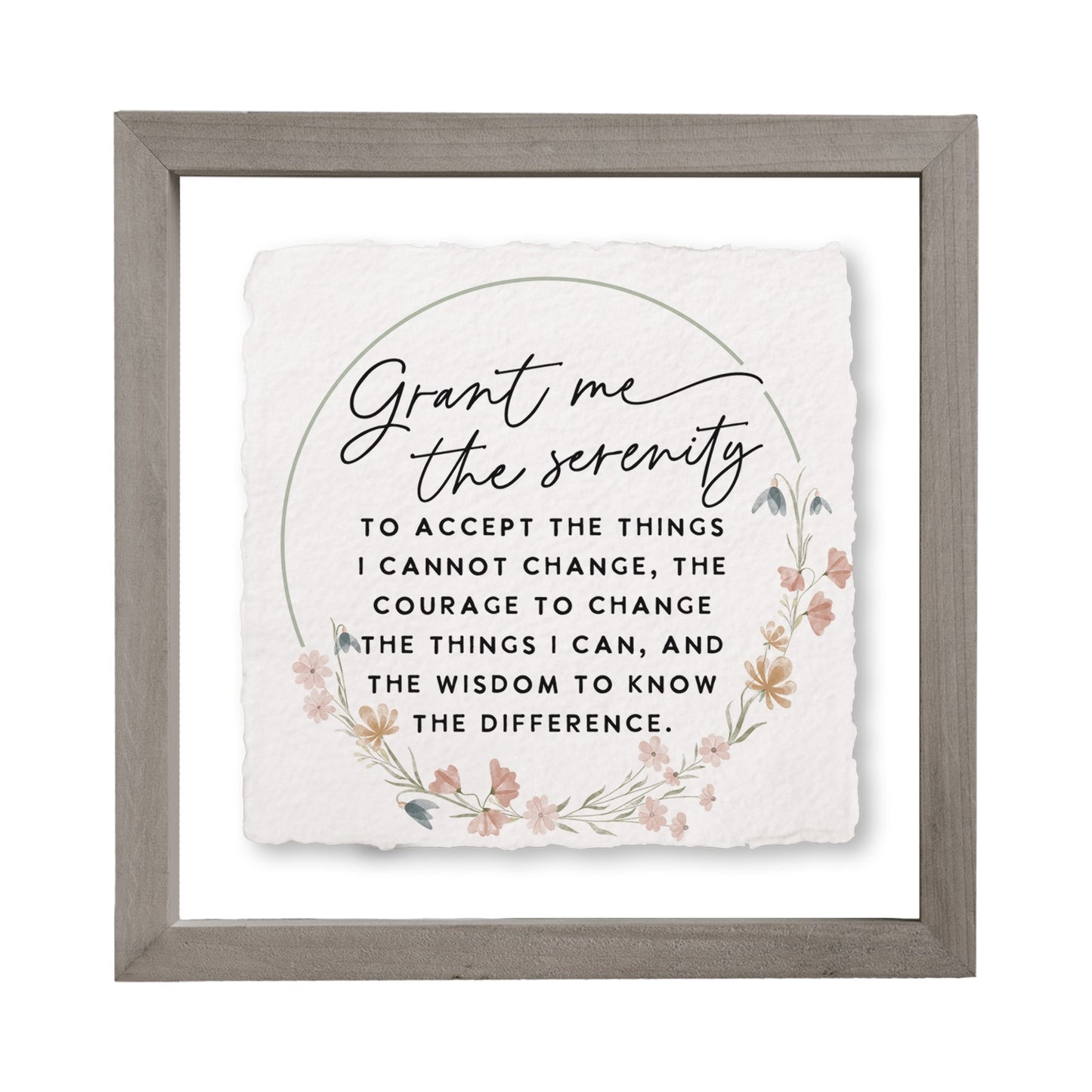 Floating Art Square-Serenity Prayer Floral (10" x 10")