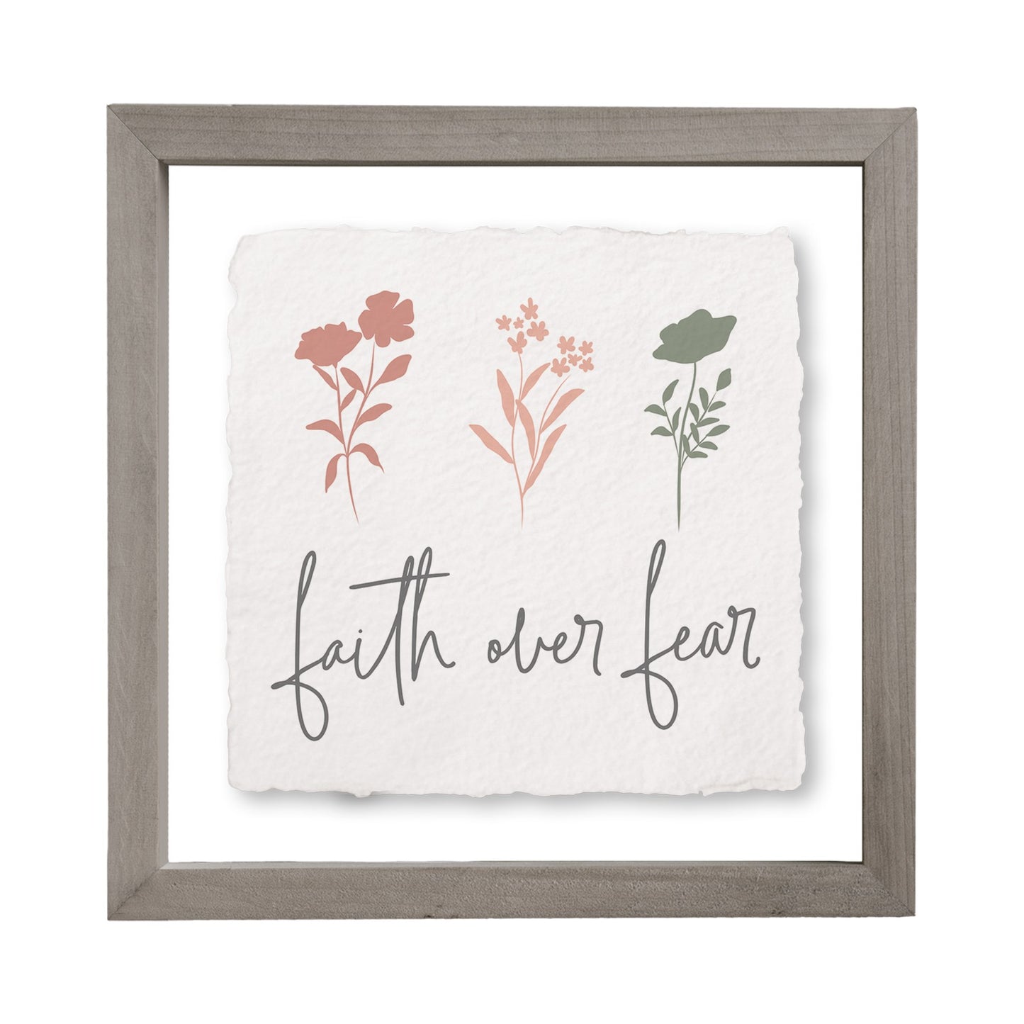 Floating Art Square-Faith Over Fear (10" x 10")