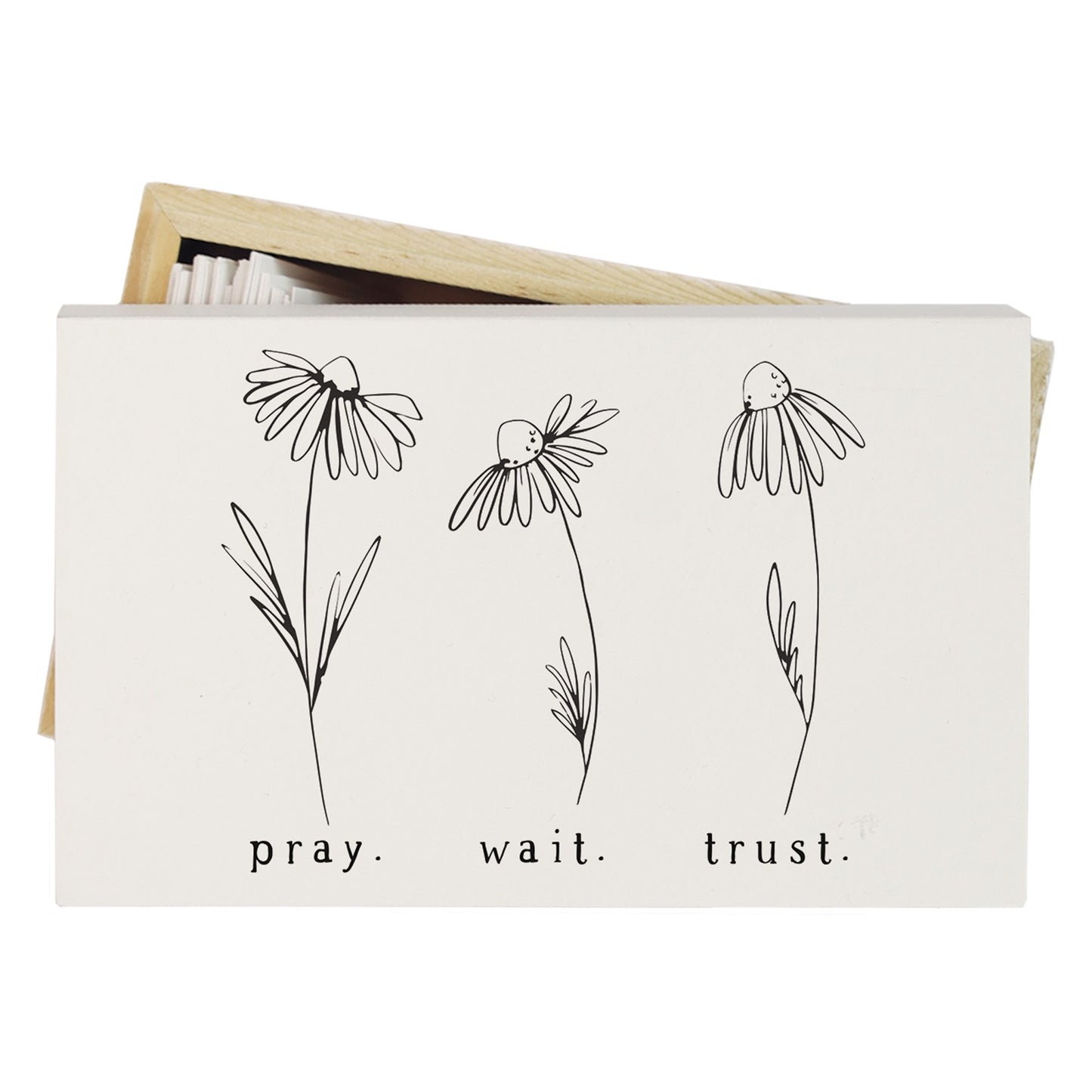Prayer Box-Pray Wait Flowers (5" x 3")
