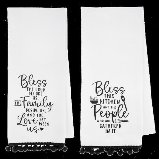 Tea Towel Set-Black & White Bless (Set of 4)