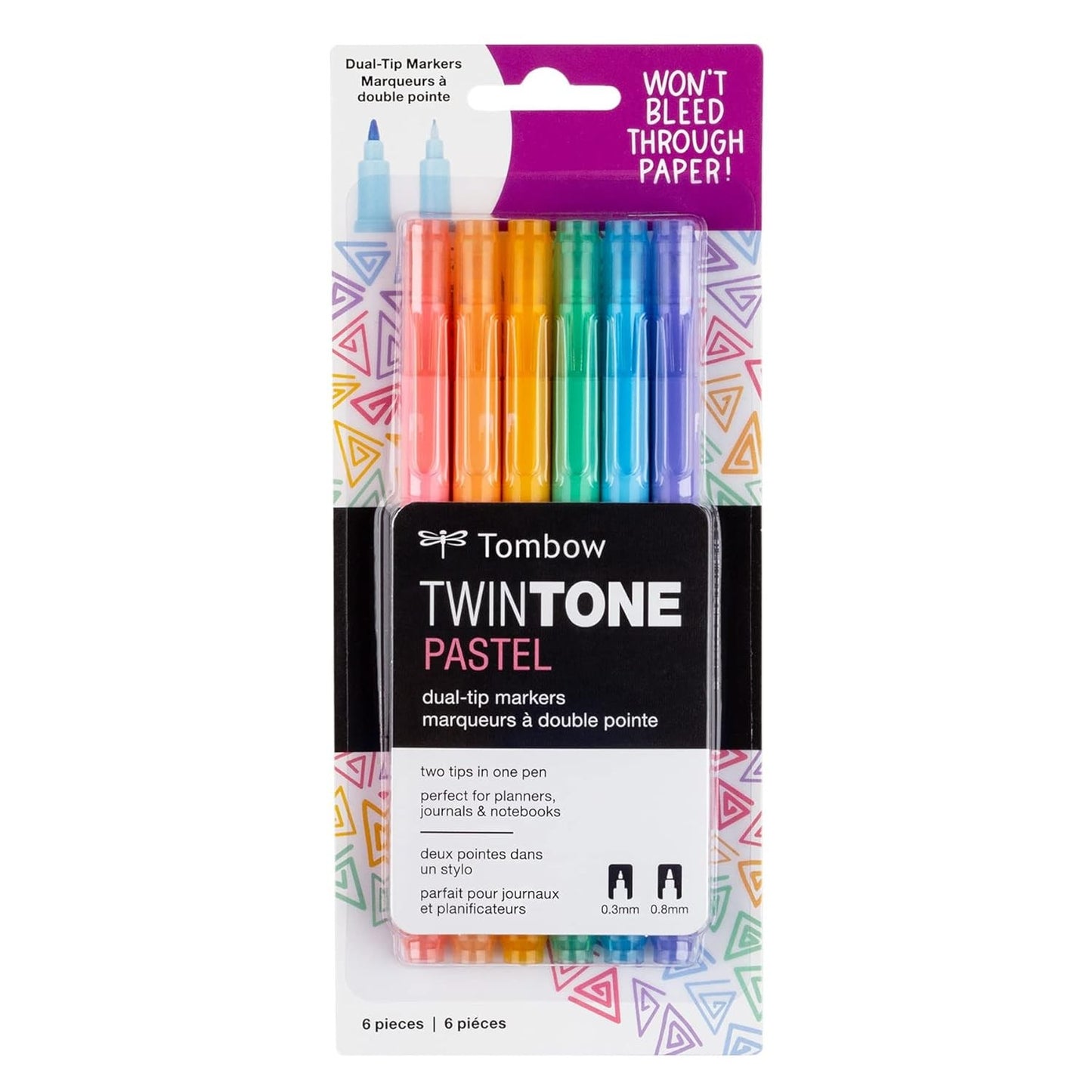 Pen-Dual-Tip Twintone Pastel Marker Set (Set Of 6)