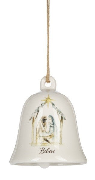 Ornament-Bell-Nativity Scene Believe (3 3/8" x 3 7/8")