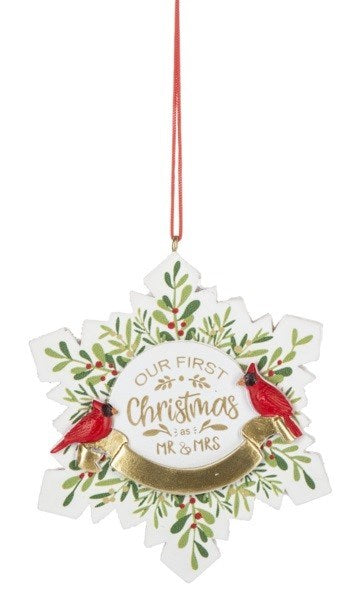Ornament-Snowflake-Our First Christmas As Mr. & Mrs. (3" x 3 1/4")