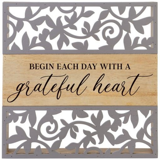 Home Decor-Grateful Heart Cutout Sitter (8.5" x 8.5")