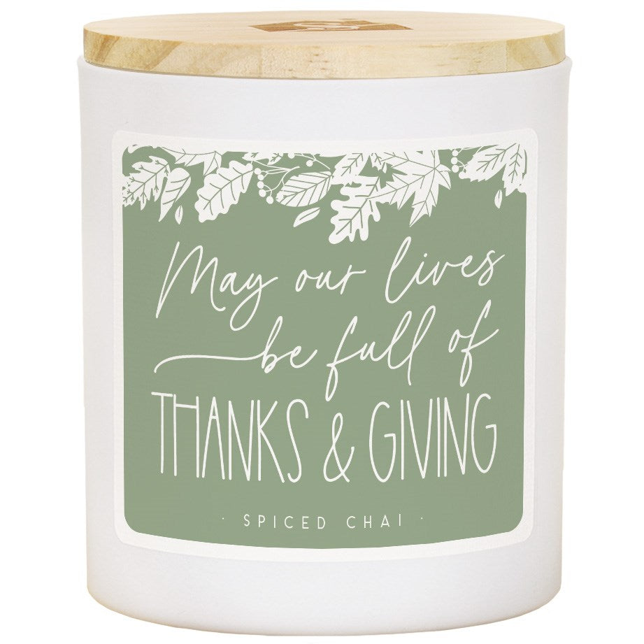 Candle-Thanks & Giving Green-Spiced Chai Scent (11 Oz - 2 Wick)
