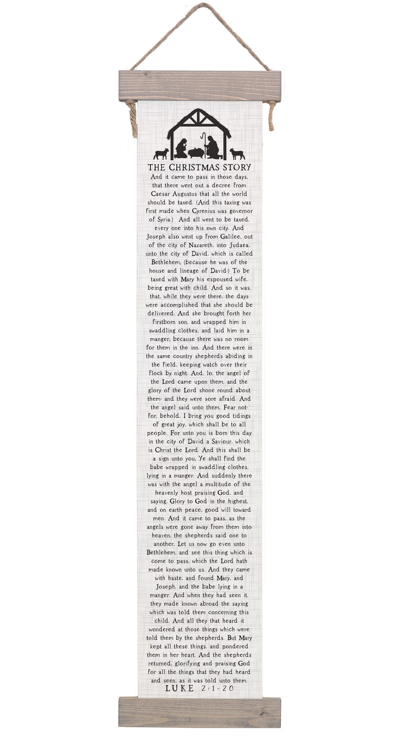 Hanging Canvas-Christmas Story-Luke 2:1-20 KJV (8.5" x 40" x .375")