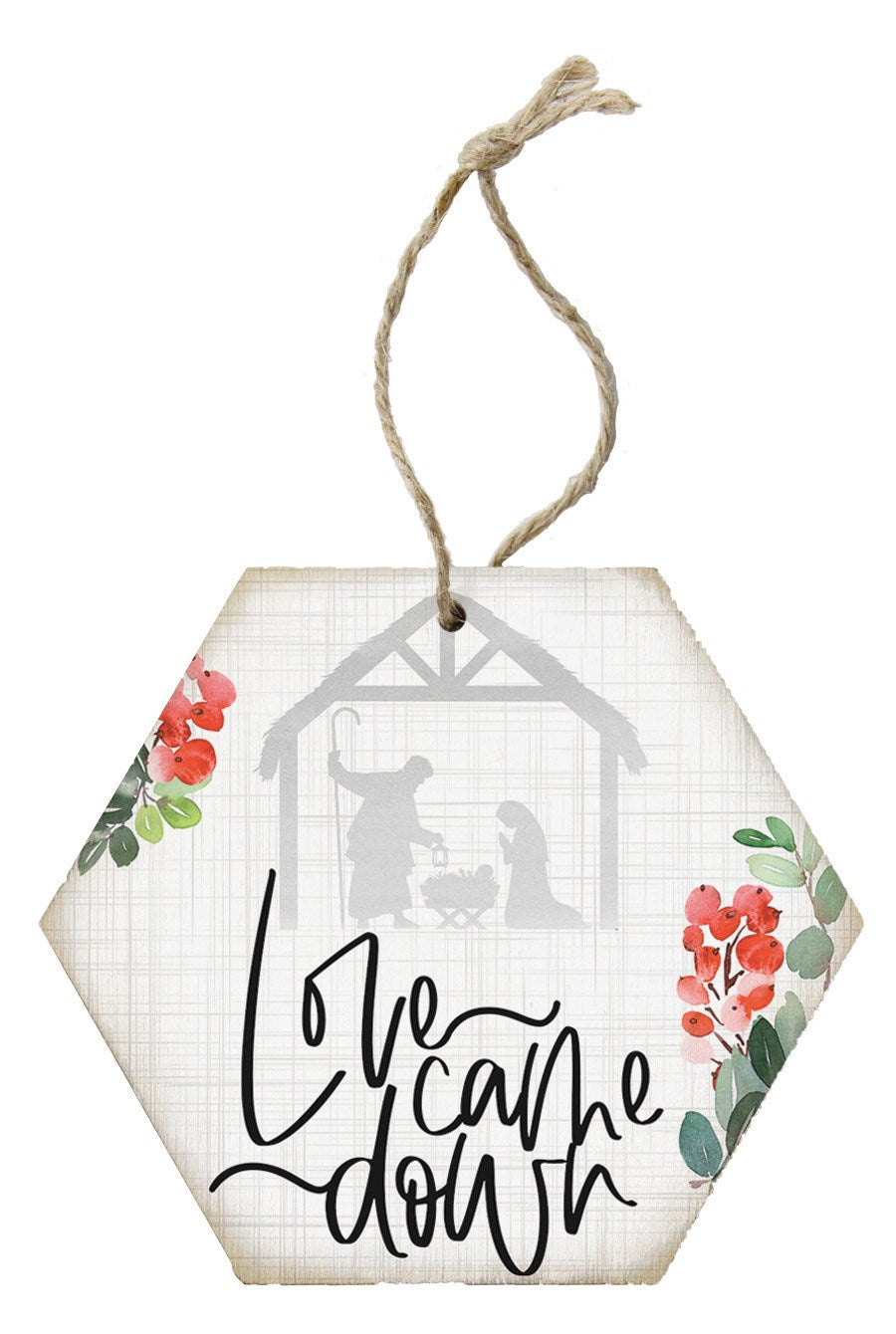 Ornament-Honeycomb-Love Came Down (6.875 x 4.5)