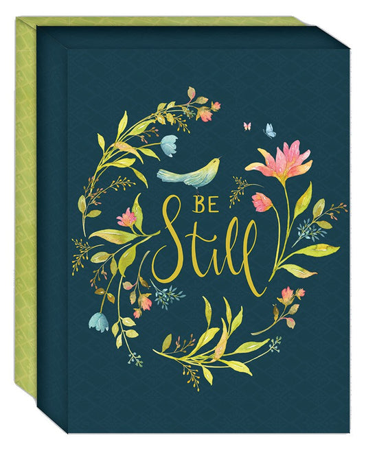 Note Card-Blank-Full Color-Be Still With Floral Wreath (Box Of 15)