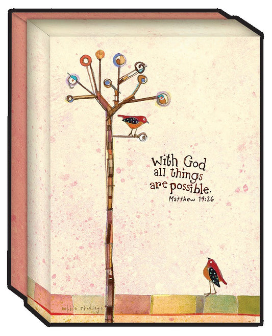Note Card-Blank-Full Color-With God/Tree And Birds (Box Of 15)