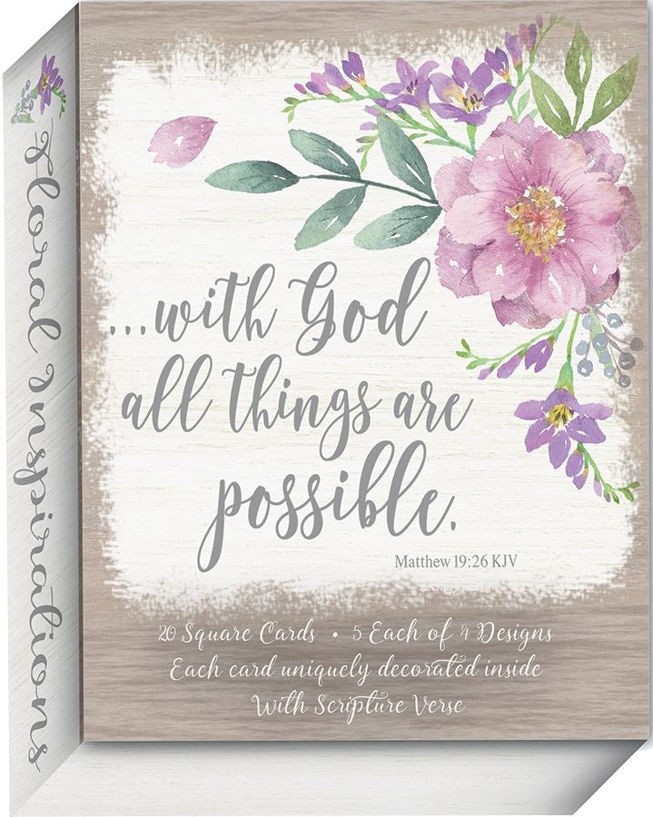 Note Card-Blank-Square-Floral Inspirations (Pack Of 20)
