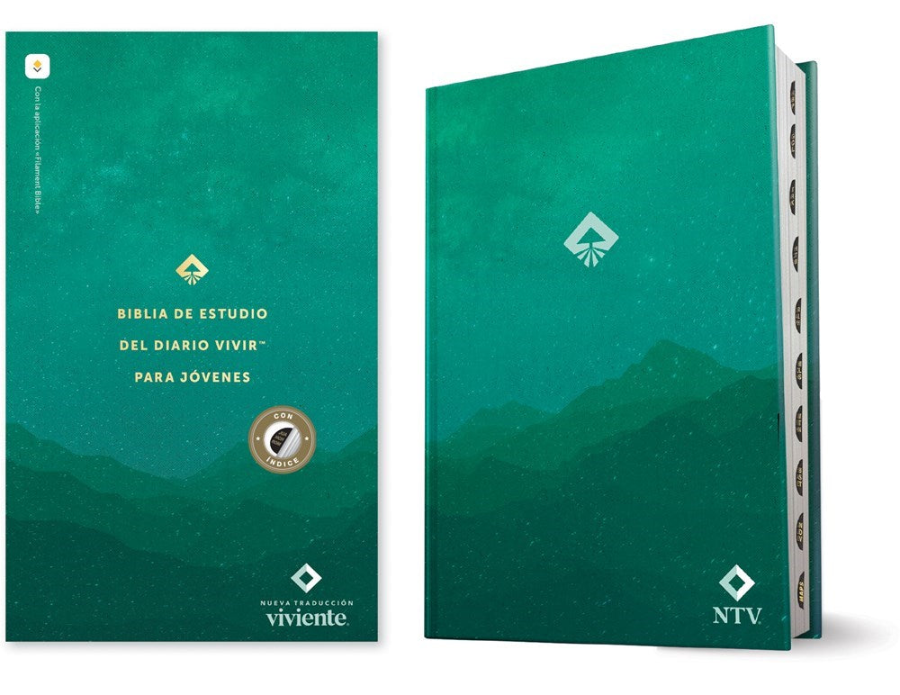 NTV Biblia de Estudio del Diario Vivir para Jovenes (NLT Students Life Application Study)-Green Hardcover Indexed