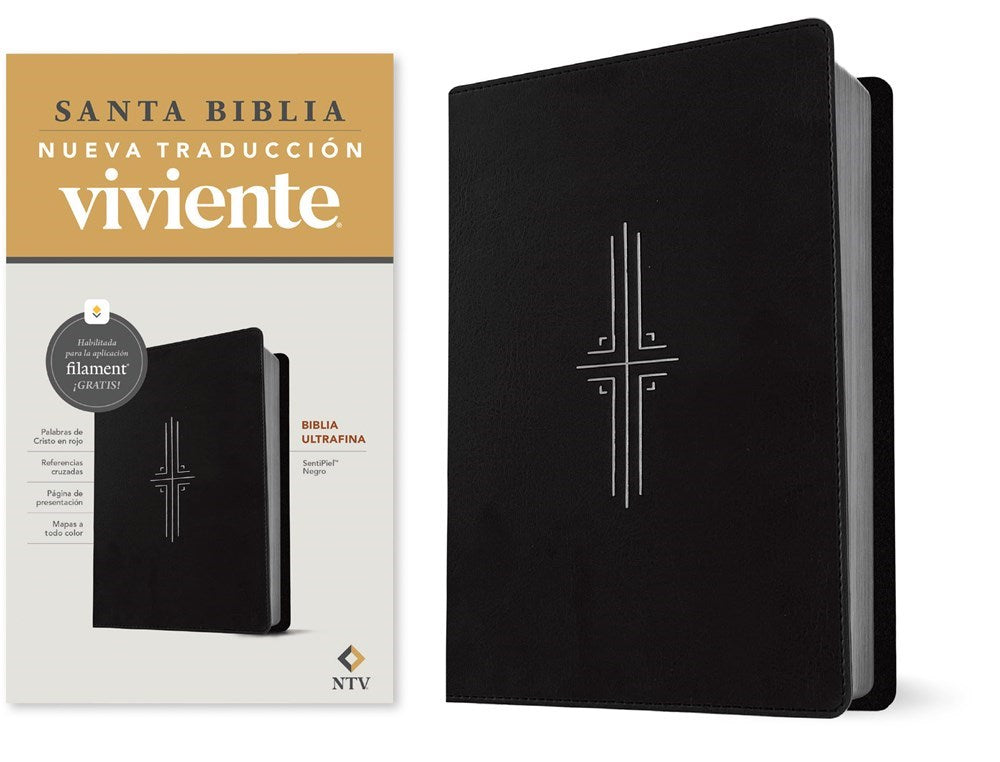 NTV Thinline Bible Filament-Enabled (Biblia ultrafina con Filament)-Black LeatherLike