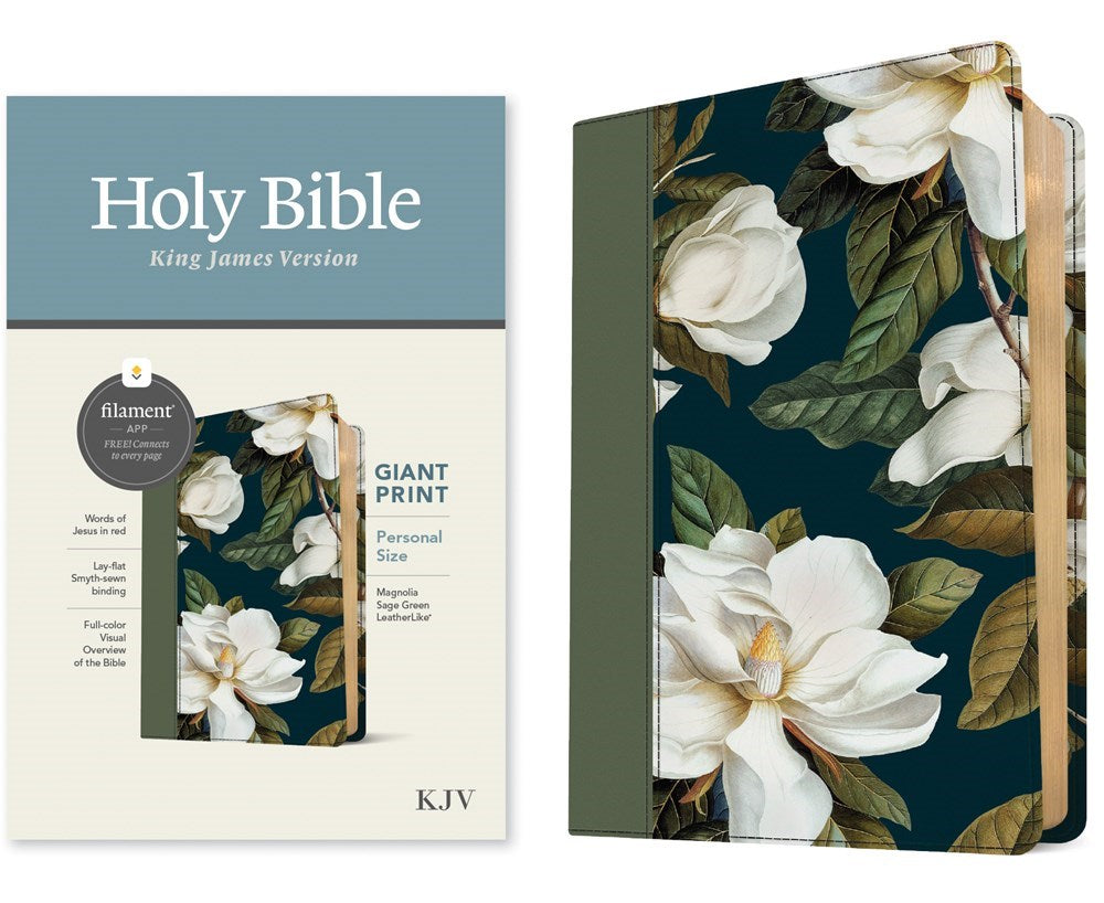 KJV Personal Size Giant Print Bible Filament-Enabled Edition-Magnolia Sage Green LeatherLike