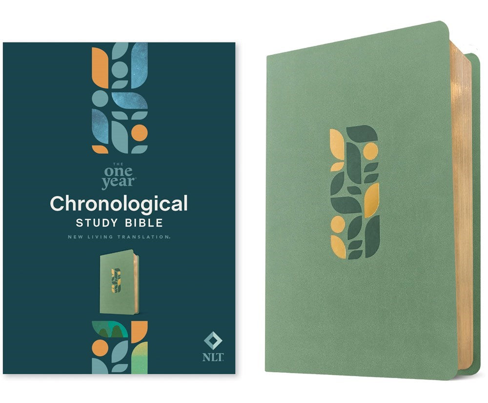 NLT One Year Chronological Study Bible-Sage Green Mosaic LeatherLike