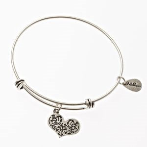 Bracelet-Mom Heart Bangle-Silver