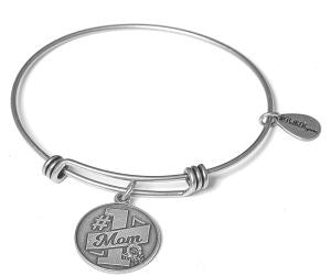 Bracelet-#1 Mom Bangle-Silver