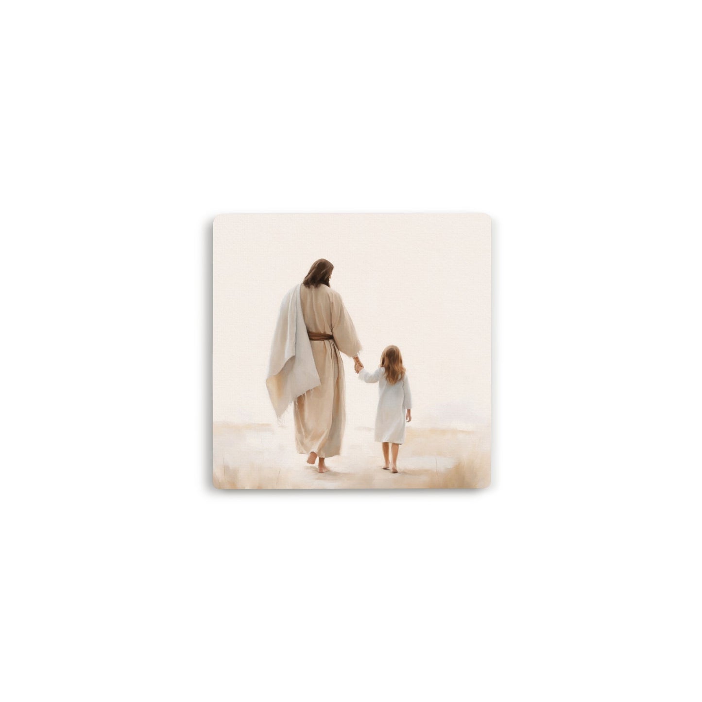 Coaster-Jesus Walking With Child (4 x 4) (Pack Of 6)
