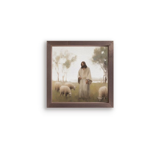 Framed Art-Jesus & Sheep (11" x 11")