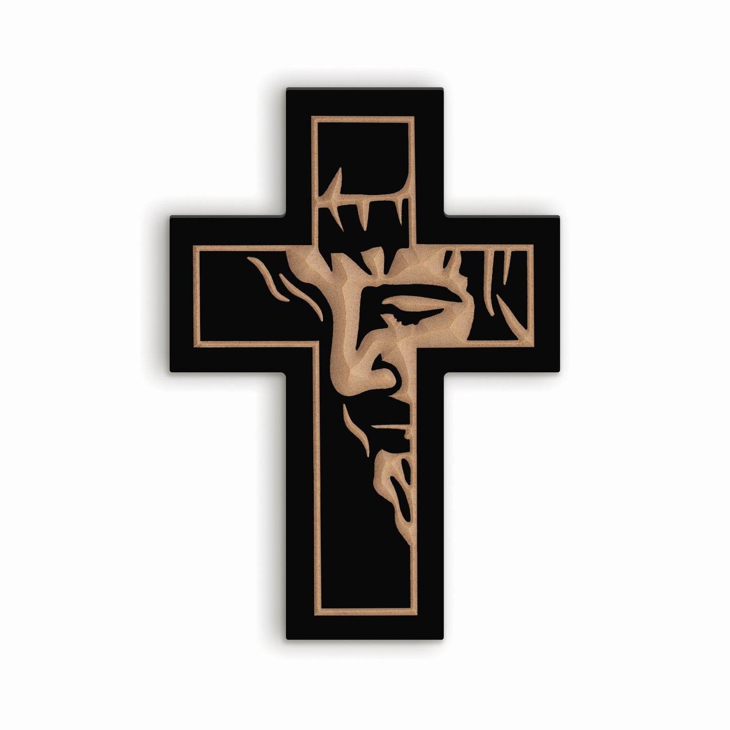 Carved Cross-Crown Of Thorns-Black (5.75" x 8")
