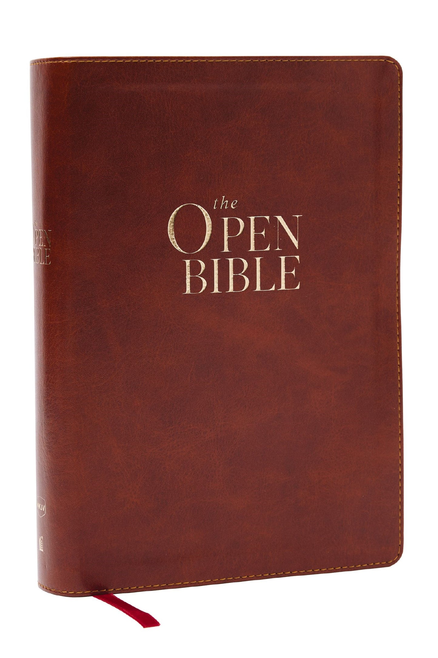 NKJV The Open Bible (Comfort Print)-Brown Leathersoft