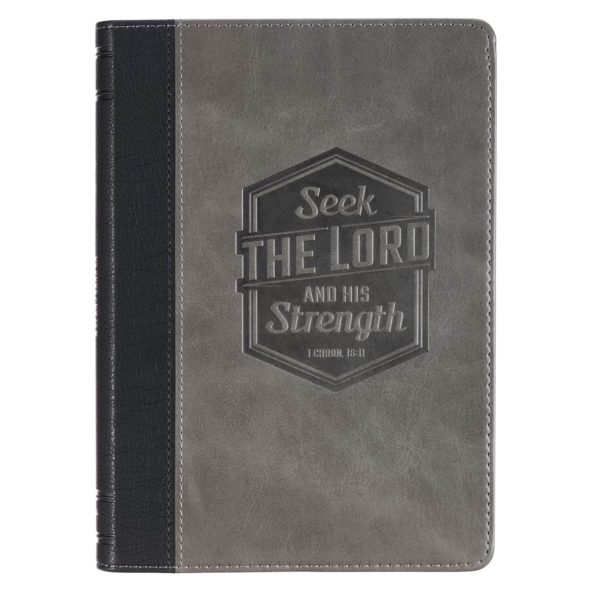 Journal Classic Faux Leather-Gray Seek the Lord 1 Chron. 6:11