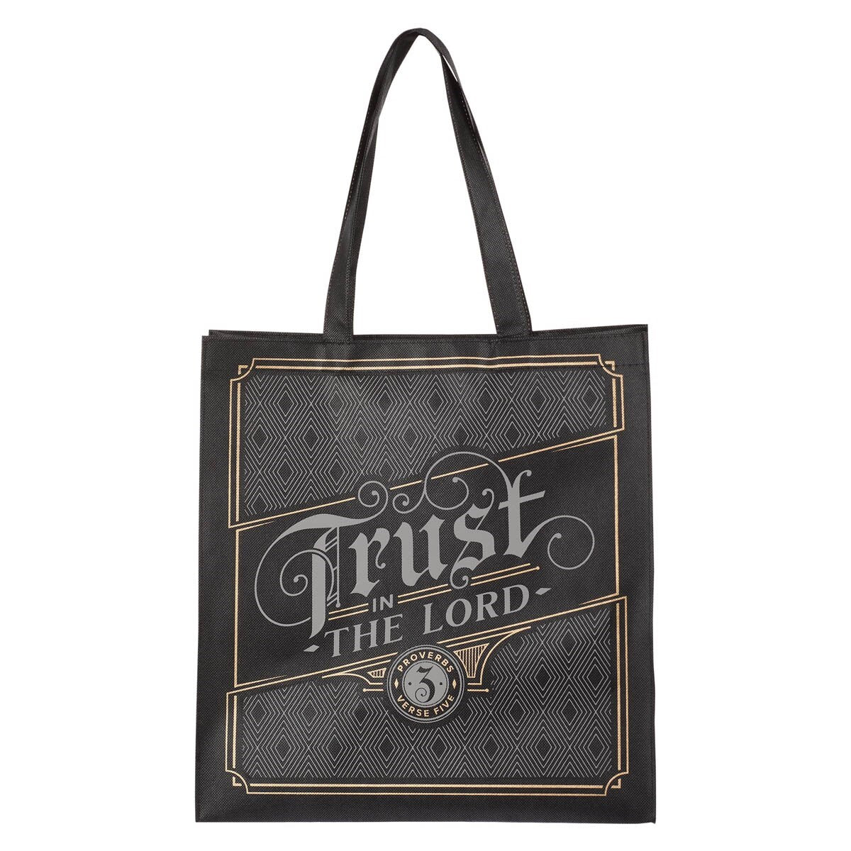 Tote Bag-Trust In The Lord Reusable Non-Woven (Proverbs 3:5)-Charcoal/Brown