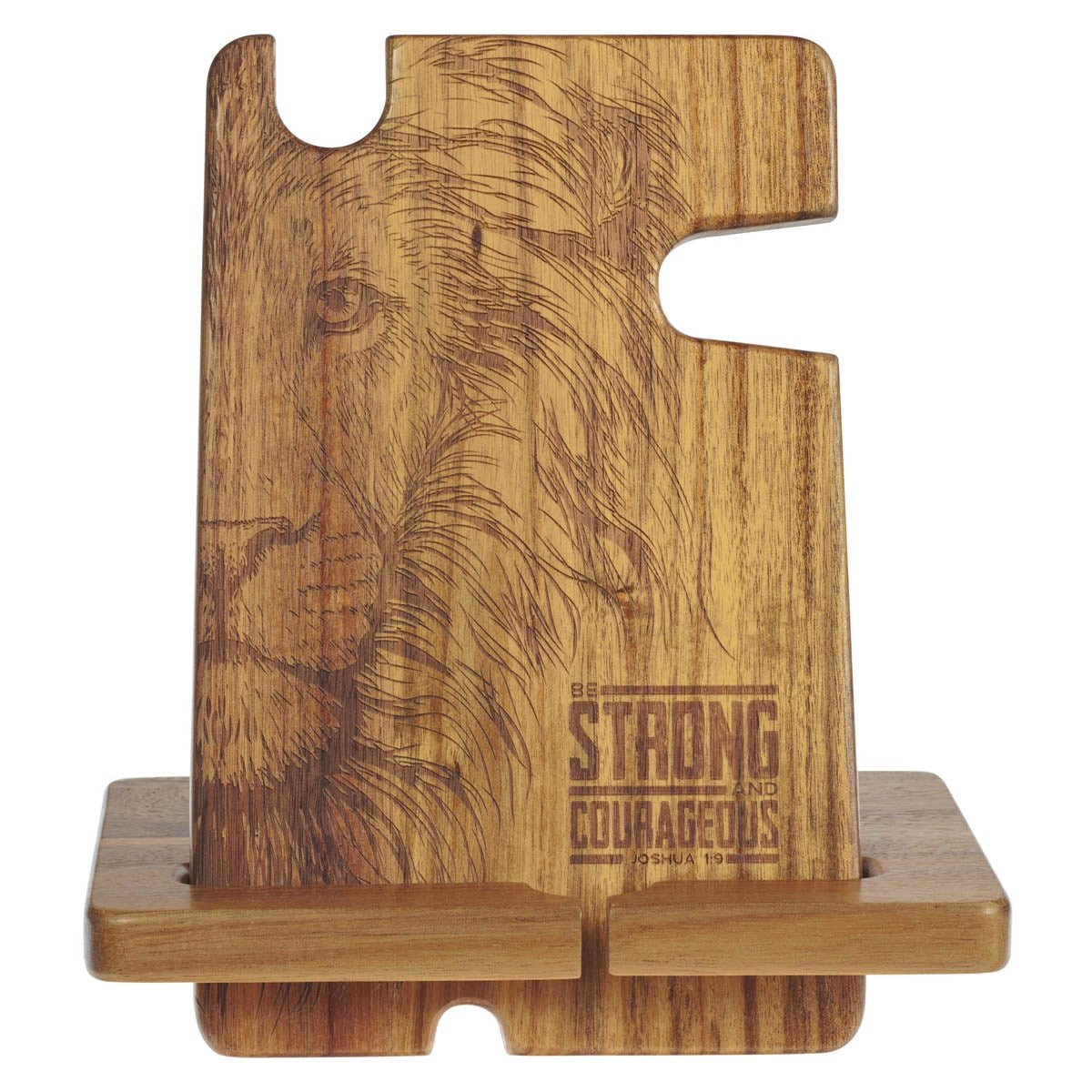 Multi Personal Accessory Organizer-Be Strong And Courageous (Joshua 1:9)-Acacia Wood