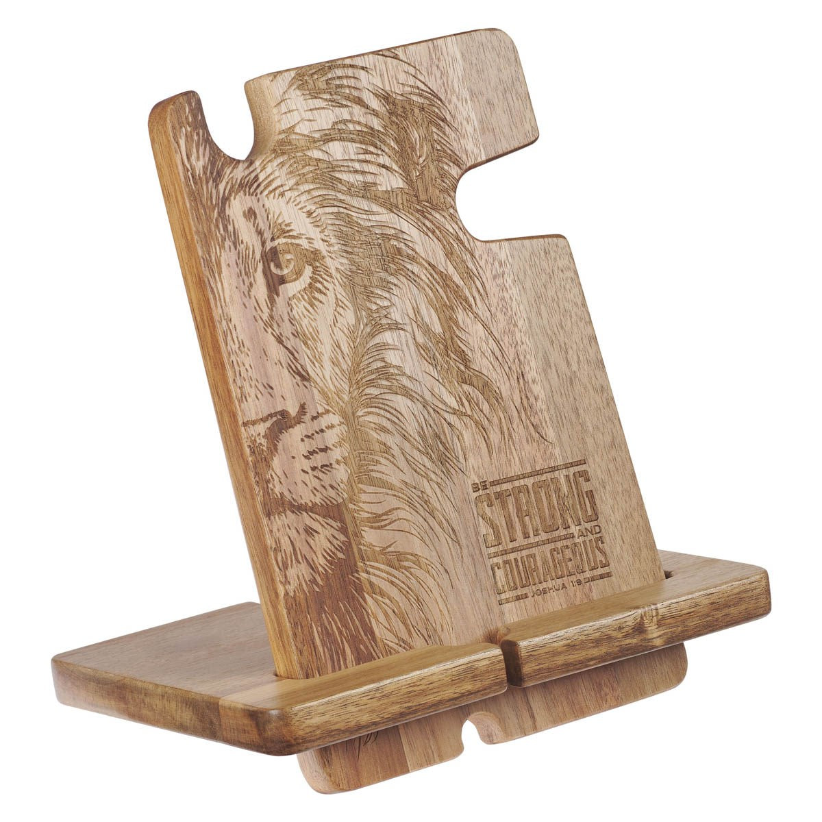 Multi Personal Accessory Organizer-Be Strong And Courageous (Joshua 1:9)-Acacia Wood