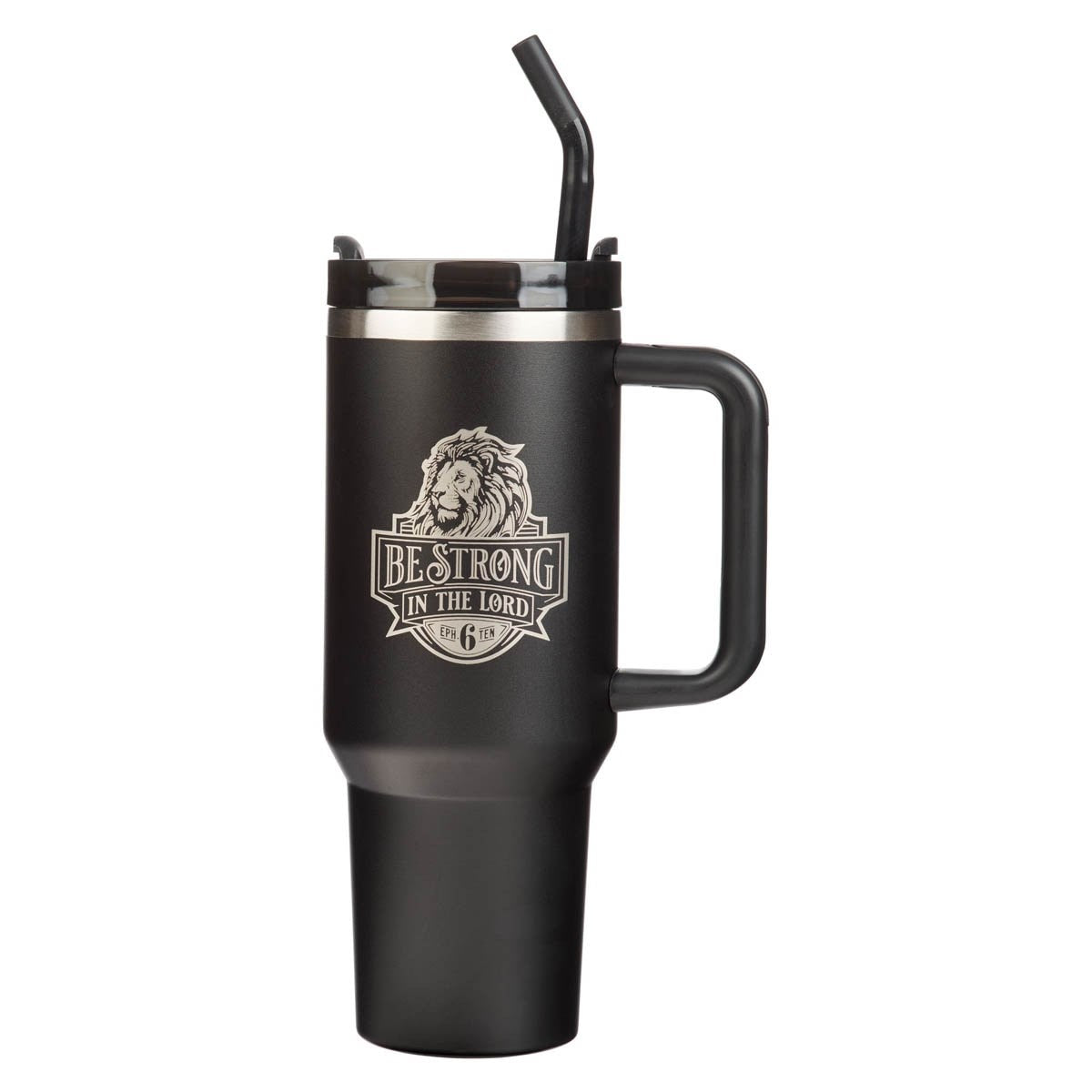 Stainless Steel Tumbler-Black W/ Straw-Eph. 6:10