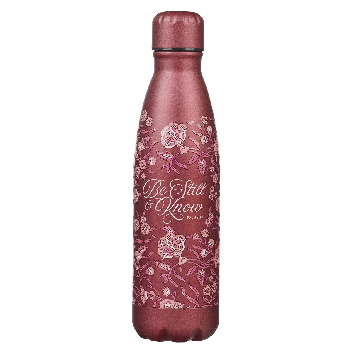 Water Bottle-Stainless Steel-Burgundy-Be Still Ps. 46:10
