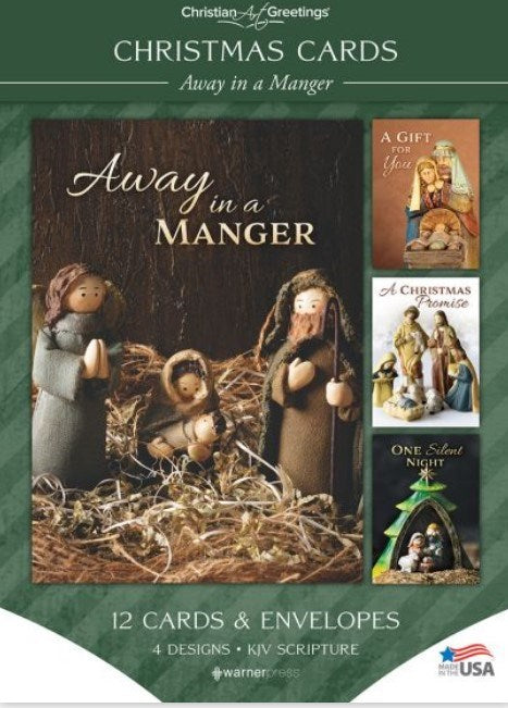 Boxed Card-Away In A Manger Assorted (4 Designs) (KJV) (Box Of 12)