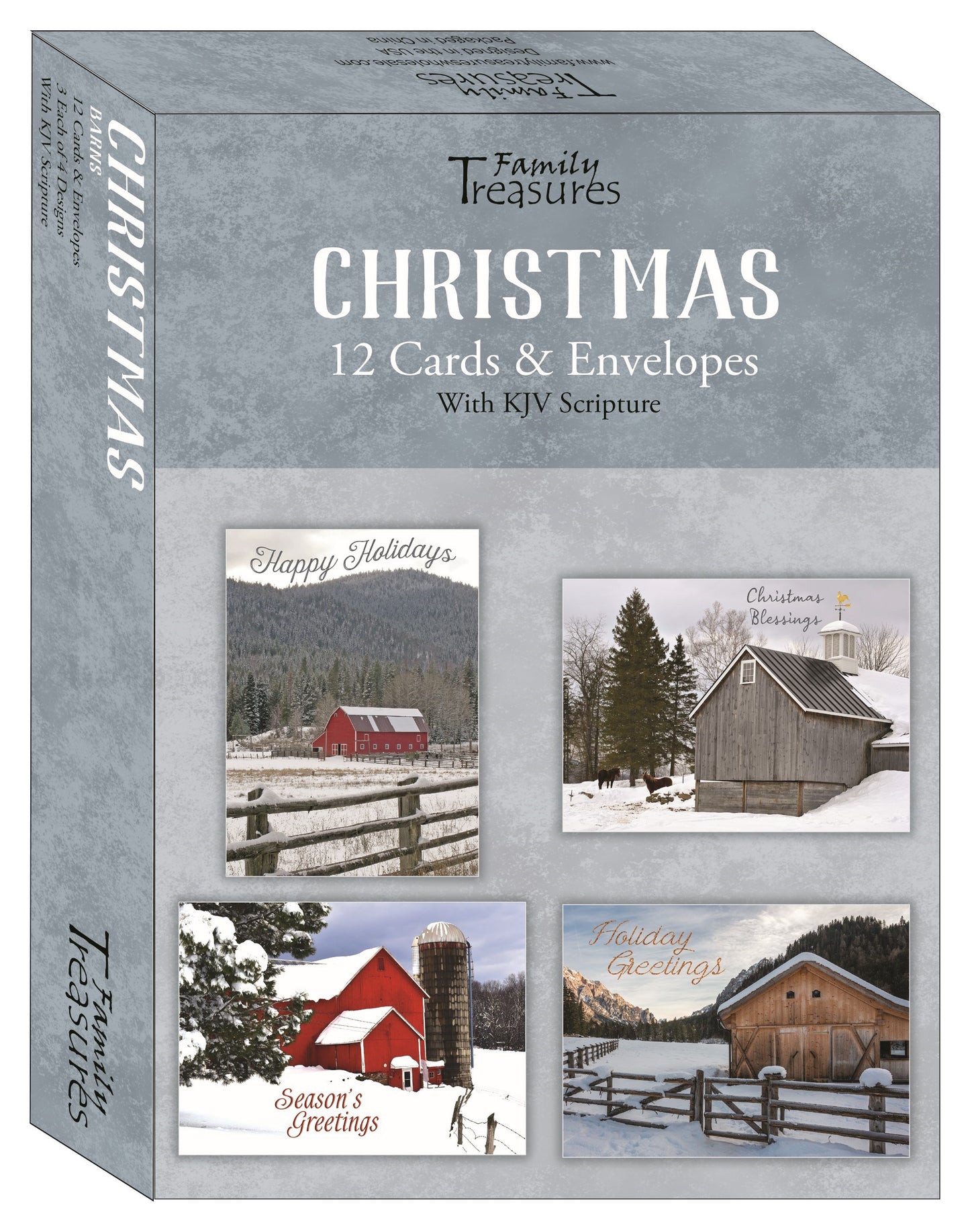 Boxed Card-Christmas-Barns (Box Of 12)