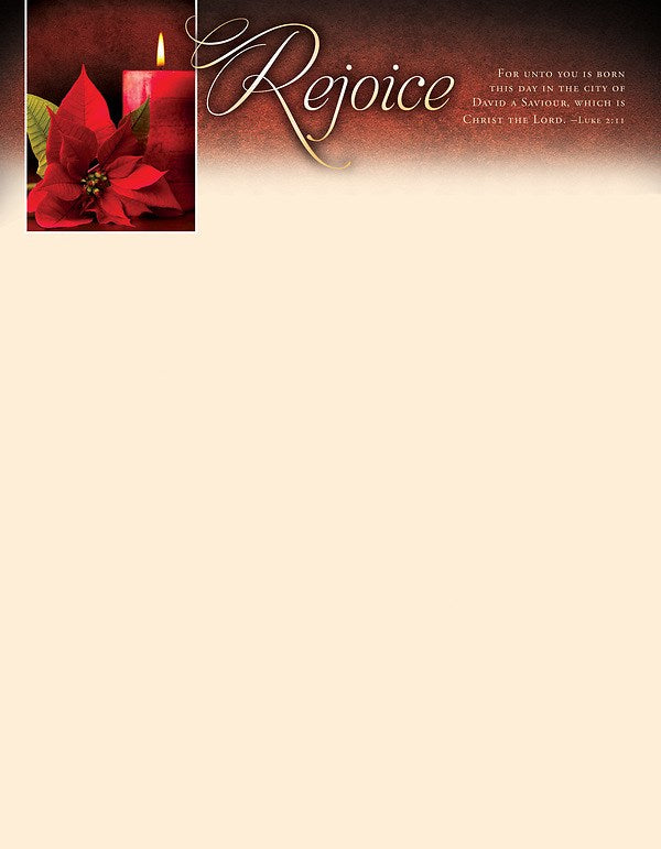 Letterhead-Rejoice (Luke 2:11 NIV) (Pack Of 100)