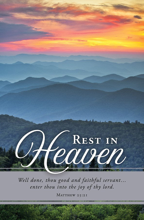 Bulletin-Rest In Heaven/Well Done Thou Good & Faithful Servant (Matthew 25:21) (Pack Of 100)