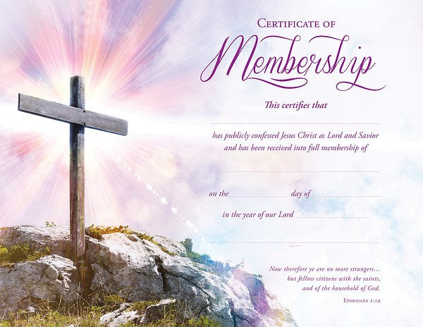 Certificate-Certificate Of Membership (Premium Stock Purple Foil Embossed) (Ephesians 2:19) (Pack Of 6)